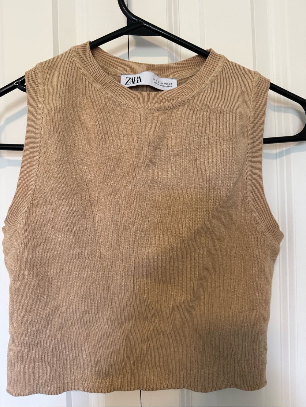 ZARA Tank Top in Camel Beige Rib Knit